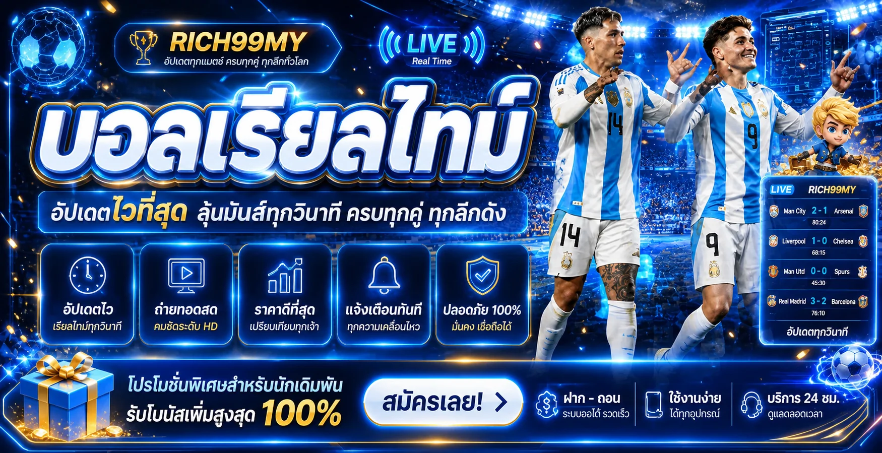 แบนเนอร์ผลบอลสด RICH99MY อัปเดตแบบเรียลไทม์